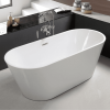 Acrylic Freestanding Bathtub-Acrylic Soaking Tubs, Black Bathtub, Oval Shape Black Freestanding Bathtub With Chrome Overflow and Pop Up Drain
