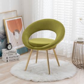 Olive Green Velvet Modern accent/Conversation Lounge Chair With Gold Plated Legs, unique appearance, Suitable For Office, Lounge, Living Room