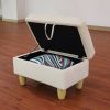 White Flannel Living Room Sofa Set Ottoman