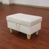 White Flannel Living Room Sofa Set Ottoman