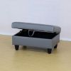 Dark Grey Semi PU Synthetic Leather Storage Ottoman