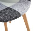 D&N Dining chair, Patchwork Seat , High living room Chair, Modern Lounge Chair, Restaurant, Coffee Room, Kitchen Chair, Set for 2, BLUE,