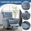 Pushback Linen Tufted Recliner Single Sofa with Nailheads Roll Arm for Living Room, Bedroom, Office, Blue