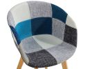 D&N Dining chair, Patchwork Seat , High living room Chair, Modern Lounge Chair, Restaurant, Coffee Room, Kitchen Chair, Set for 2, BLUE,