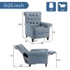 Pushback Linen Tufted Recliner Single Sofa with Nailheads Roll Arm for Living Room, Bedroom, Office, Blue