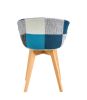 D&N Dining chair, Patchwork Seat , High living room Chair, Modern Lounge Chair, Restaurant, Coffee Room, Kitchen Chair, Set for 2, BLUE,