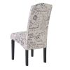 Dining Script Fabric Accent Chair with Solid Wood Legs, Set of 2