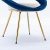 Navy Blue+Off-White Velvet Modern accent/Conversation Lounge Chair With Gold Plated Legs, unique appearance, Suitable For Office, Lounge, Living Room