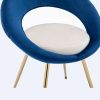 Navy Blue+Off-White Velvet Modern accent/Conversation Lounge Chair With Gold Plated Legs, unique appearance, Suitable For Office, Lounge, Living Room
