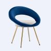 Navy Blue+Off-White Velvet Modern accent/Conversation Lounge Chair With Gold Plated Legs, unique appearance, Suitable For Office, Lounge, Living Room