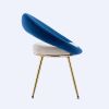 Navy Blue+Off-White Velvet Modern accent/Conversation Lounge Chair With Gold Plated Legs, unique appearance, Suitable For Office, Lounge, Living Room