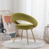 Olive Green Velvet Modern accent/Conversation Lounge Chair With Gold Plated Legs, unique appearance, Suitable For Office, Lounge, Living Room