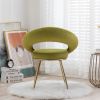 Olive Green Velvet Modern accent/Conversation Lounge Chair With Gold Plated Legs, unique appearance, Suitable For Office, Lounge, Living Room