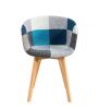 D&N Dining chair, Patchwork Seat , High living room Chair, Modern Lounge Chair, Restaurant, Coffee Room, Kitchen Chair, Set for 2, BLUE,