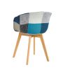 D&N Dining chair, Patchwork Seat , High living room Chair, Modern Lounge Chair, Restaurant, Coffee Room, Kitchen Chair, Set for 2, BLUE,
