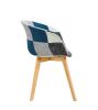D&N Dining chair, Patchwork Seat , High living room Chair, Modern Lounge Chair, Restaurant, Coffee Room, Kitchen Chair, Set for 2, BLUE,