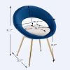 Navy Blue+Off-White Velvet Modern accent/Conversation Lounge Chair With Gold Plated Legs, unique appearance, Suitable For Office, Lounge, Living Room
