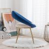 Navy Blue+Off-White Velvet Modern accent/Conversation Lounge Chair With Gold Plated Legs, unique appearance, Suitable For Office, Lounge, Living Room