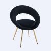 Black Velvet Modern accent/Conversation Lounge Chair With Gold Plated Legs, unique appearance, Suitable For Office, Lounge, Living Room