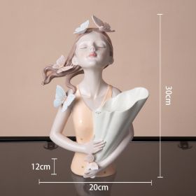 Modern Decorative Artificial Flower Vase Butterfly Girl Sculptures Interior Home Resin Ornaments Household Decoration Vases Hot (Color: orange)