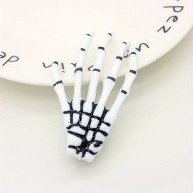 Halloween Skeleton Claw Hair Clip Gothic Punk Rock Barrettes Skull Hand Hair Accessories For Halloween Party Cosplay Wear (Color: White)