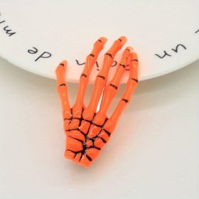 Halloween Skeleton Claw Hair Clip Gothic Punk Rock Barrettes Skull Hand Hair Accessories For Halloween Party Cosplay Wear (Color: orange)